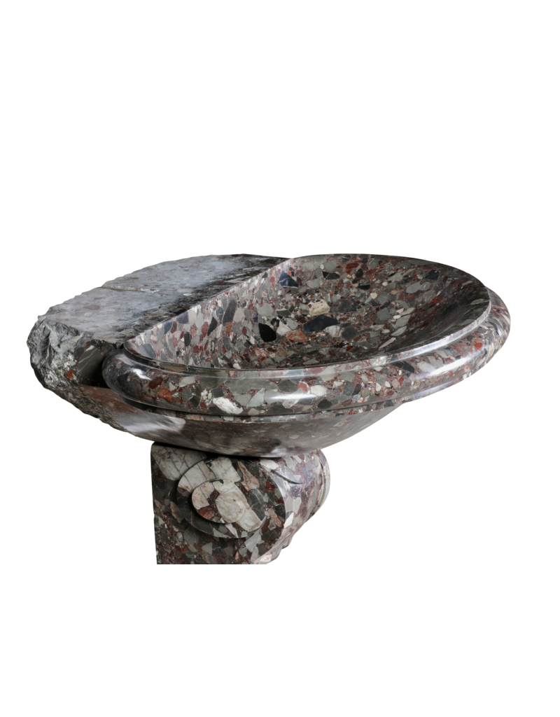 Maison Leon Van den Bogaert Exceptional 18th Century French Wall Fountain in Breccia Marble (Breccia Nouvelle) – Rare Antique Marble Font / Sink for Luxury Bespoke Interiors