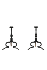 Maison Leon Van den Bogaert Exceptionally Rare 17th Century Pair of Wrought Iron Andirons from a Historic Hunting Lodge with Forged Deer Hoof Feet