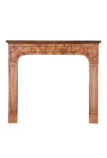 Maison Leon Van den Bogaert Authentic Late 17th Century Burgundy Rose Marble Fireplace Surround with Solid Walnut Top – Minimal Sculptural French Chimney Piece