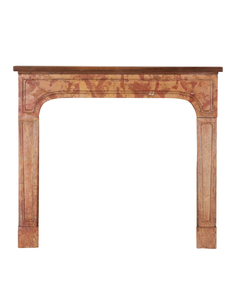 Maison Leon Van den Bogaert Authentic Late 17th Century Burgundy Rose Marble Fireplace Surround with Solid Walnut Top – Minimal Sculptural French Chimney Piece