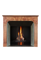 Maison Leon Van den Bogaert Authentic Late 17th Century Burgundy Rose Marble Fireplace Surround with Solid Walnut Top – Minimal Sculptural French Chimney Piece