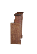 Maison Leon Van den Bogaert Authentic Late 17th Century Burgundy Rose Marble Fireplace Surround with Solid Walnut Top – Minimal Sculptural French Chimney Piece