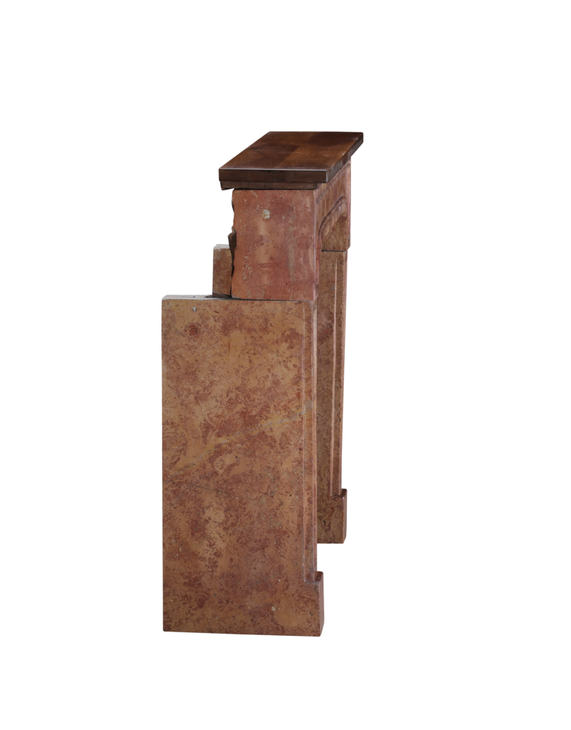 Maison Leon Van den Bogaert Authentic Late 17th Century Burgundy Rose Marble Fireplace Surround with Solid Walnut Top – Minimal Sculptural French Chimney Piece