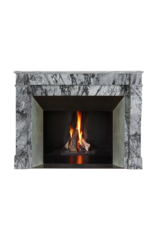 Chimenea francesa de apartamento del siglo XIX en raro mármol italiano Bleu Fleuri (Bardiglio Fiorito) – diseño minimalista y escultural