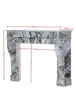 Maison Leon Van den Bogaert Classic French 19th Century Apartment Fireplace Surround in Rare Italian Bleu Fleuri Marble (Bardiglio Fiorito) – Minimal Sculptural Design
