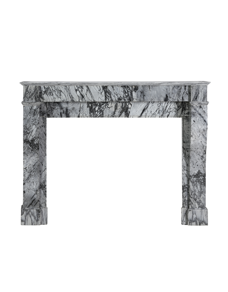 Maison Leon Van den Bogaert Classic French 19th Century Apartment Fireplace Surround in Rare Italian Bleu Fleuri Marble (Bardiglio Fiorito) – Minimal Sculptural Design
