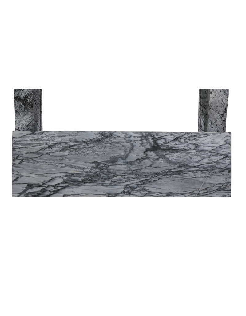 Maison Leon Van den Bogaert Classic French 19th Century Apartment Fireplace Surround in Rare Italian Bleu Fleuri Marble (Bardiglio Fiorito) – Minimal Sculptural Design