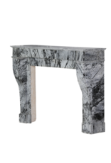 Maison Leon Van den Bogaert Classic French 19th Century Apartment Fireplace Surround in Rare Italian Bleu Fleuri Marble (Bardiglio Fiorito) – Minimal Sculptural Design