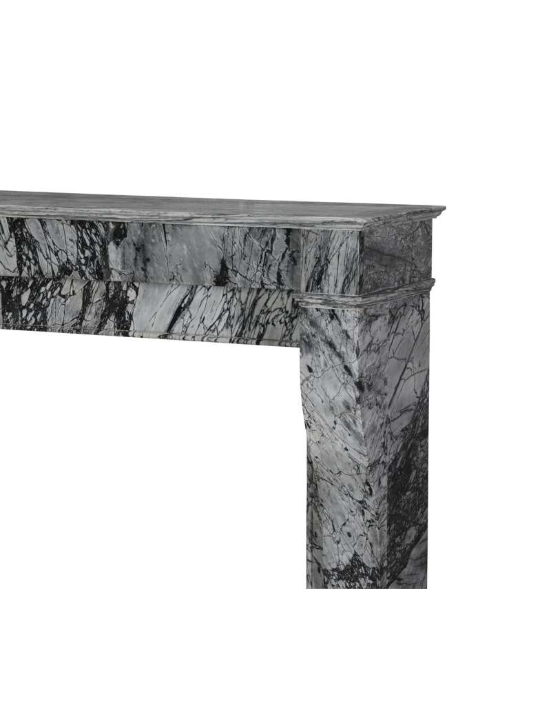 Maison Leon Van den Bogaert Classic French 19th Century Apartment Fireplace Surround in Rare Italian Bleu Fleuri Marble (Bardiglio Fiorito) – Minimal Sculptural Design