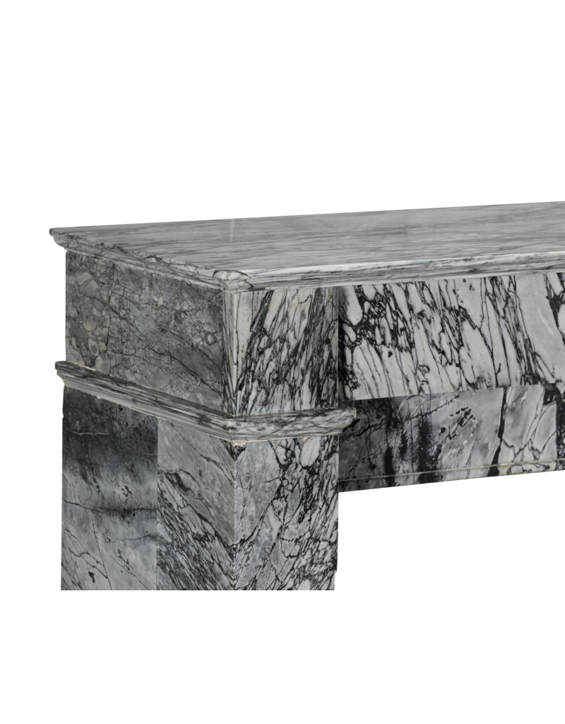 Maison Leon Van den Bogaert Classic French 19th Century Apartment Fireplace Surround in Rare Italian Bleu Fleuri Marble (Bardiglio Fiorito) – Minimal Sculptural Design