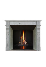 Chimenea Francesa de Apartamento en Mármol Blanco Carrara – Siglo XIX, Marco de Chimenea Antiguo, Diseño Minimalista y Escultórico