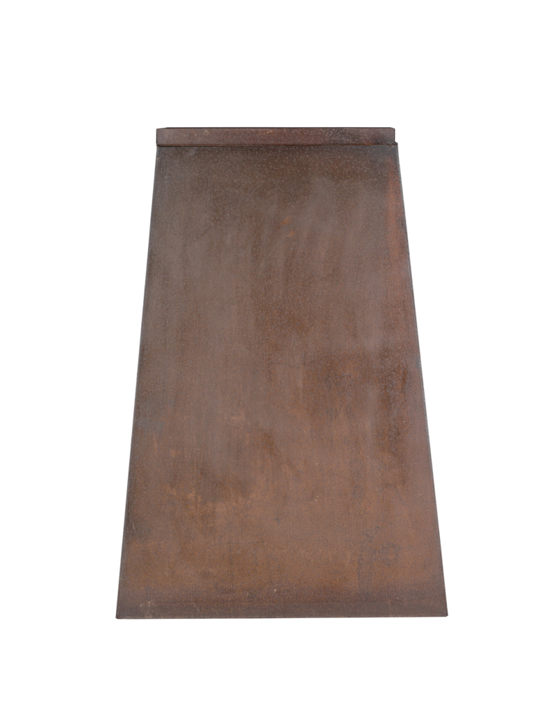 Peana de hierro – Pedestal escultórico pirámide/obelisco con pátina natural de óxido cálido para escultura, jarrón u objeto de arte