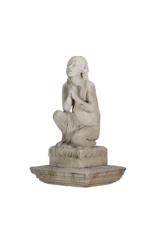 Authentic 19th Century Limestone Kneeling Praying Child – Antique Garden Statue / Fountain Sculpture – Timeless Devotional Figure