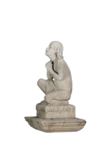 Authentic 19th Century Limestone Kneeling Praying Child – Antique Garden Statue / Fountain Sculpture – Timeless Devotional Figure