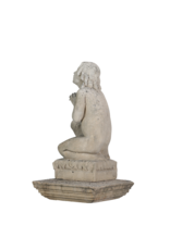 Authentic 19th Century Limestone Kneeling Praying Child – Antique Garden Statue / Fountain Sculpture – Timeless Devotional Figure