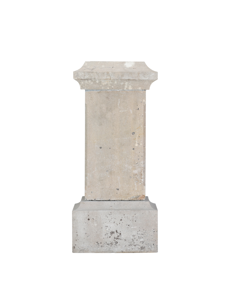 Authentic 19th Century Antique Stone Pedestal / Plinth – Classical Square Column with Moulded Base & Cornice Cap – Monumental Display Stand for Sculpture, Vase, Urn or Planter