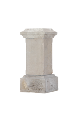 Authentic 19th Century Antique Stone Pedestal / Plinth – Classical Square Column with Moulded Base & Cornice Cap – Monumental Display Stand for Sculpture, Vase, Urn or Planter