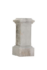Authentic 19th Century Antique Stone Pedestal / Plinth – Classical Square Column with Moulded Base & Cornice Cap – Monumental Display Stand for Sculpture, Vase, Urn or Planter