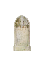 Authentic 19th Century Gothic Revival Limestone Wall Fountain Backplate / Neo-Gothic Pointed Arch Architectural Wall Panel – Antique Garden & Courtyard Feature