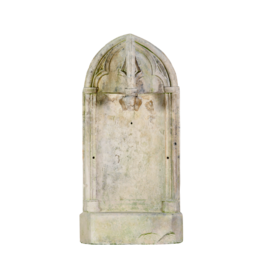 Antique Gothic Revival Limestone Wall Fountain Element