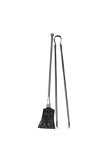 Maison Leon Van den Bogaert Exceptionnel Set de Cheminée 17e Siècle en Fer Forgé à la Main (Pelle & Pince) – Outils de Foyer Antiques au Profil Minimal et Architectural