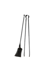 Exceptionnel Set de Cheminée 17e Siècle en Fer Forgé à la Main (Pelle & Pince) – Outils de Foyer Antiques au Profil Minimal et Architectural