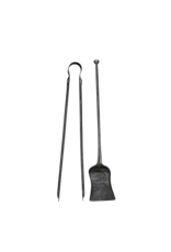 Outils de Cheminée Lourds du XVIIe Siècle en Fer Forgé – Pelle & Pince Anciennes (68 cm)