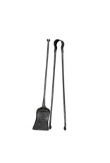 Herramientas de Chimenea Pesadas del Siglo XVII en Hierro Forjado – Pala y Tenazas Antiguas (68 cm)