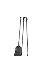 Maison Leon Van den Bogaert Zware 17e Eeuwse Haardgereedschappen in Handgesmeed Smeedijzer – Antieke Schep & Tang Set (68 cm)