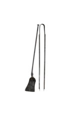 Maison Leon Van den Bogaert Elegantes Kaminbesteck aus dem 17. Jahrhundert aus handgeschmiedetem Schmiedeeisen — Antike Schaufel & Zange