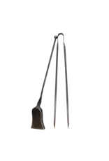 Elegant & Heavy 17th Century Hand-Forged Wrought Iron Fireplace Tool Set — Shovel & Tongs (2 Pieces)