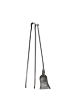 Elegant & Heavy 17th Century Hand-Forged Wrought Iron Fireplace Tool Set — Shovel & Tongs (2 Pieces)