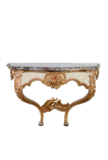 Unusual Small French Régence Wall Console, 18th Century – Sarancolin-Style Marble Top
