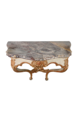 Maison Leon Van den Bogaert Pequeña Consola Francesa de Pared Estilo Régence, Siglo XVIII – Tapa de Mármol tipo Sarancolin