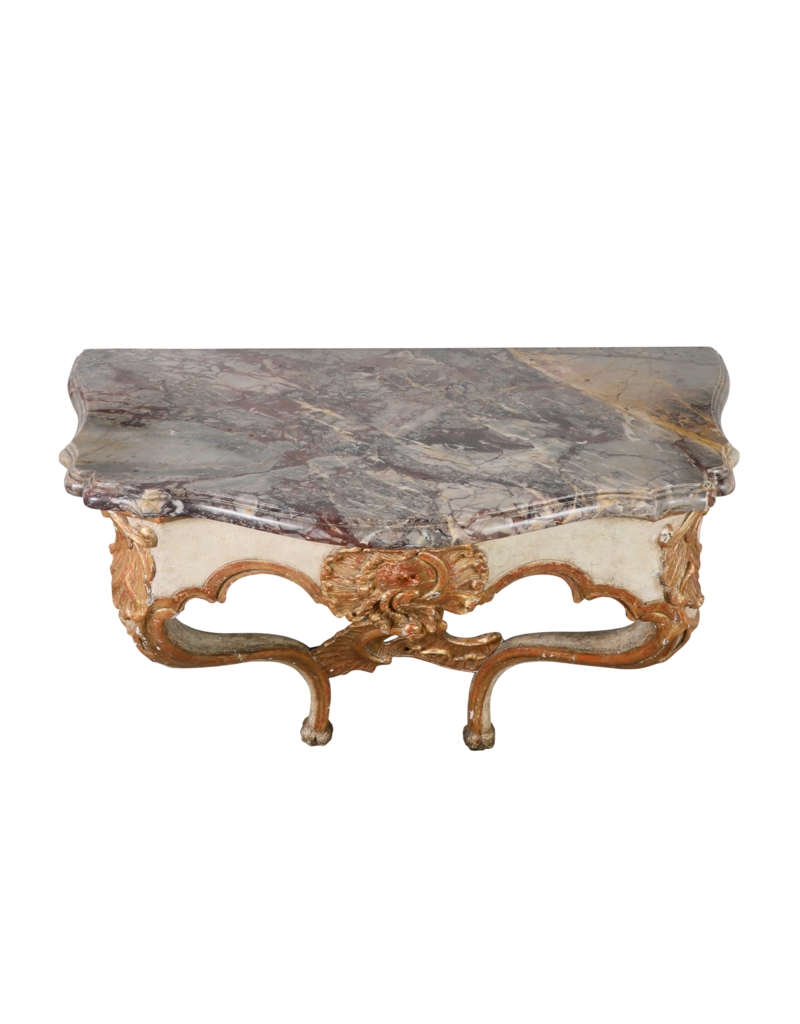 Maison Leon Van den Bogaert Seltene Kleine Französische Wandkonsole im Régence-Stil, 18. Jahrhundert – Sarancolin-Marmorplatte