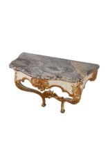 Maison Leon Van den Bogaert Unusual Small French Régence Wall Console, 18th Century – Sarancolin-Style Marble Top