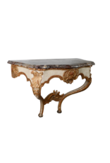 Maison Leon Van den Bogaert Unusual Small French Régence Wall Console, 18th Century – Sarancolin-Style Marble Top