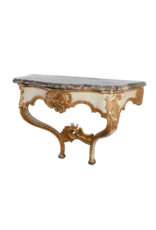 Unusual Small French Régence Wall Console, 18th Century – Sarancolin-Style Marble Top