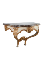 Maison Leon Van den Bogaert Unusual Small French Régence Wall Console, 18th Century – Sarancolin-Style Marble Top