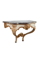 Unusual Small French Régence Wall Console, 18th Century – Sarancolin-Style Marble Top