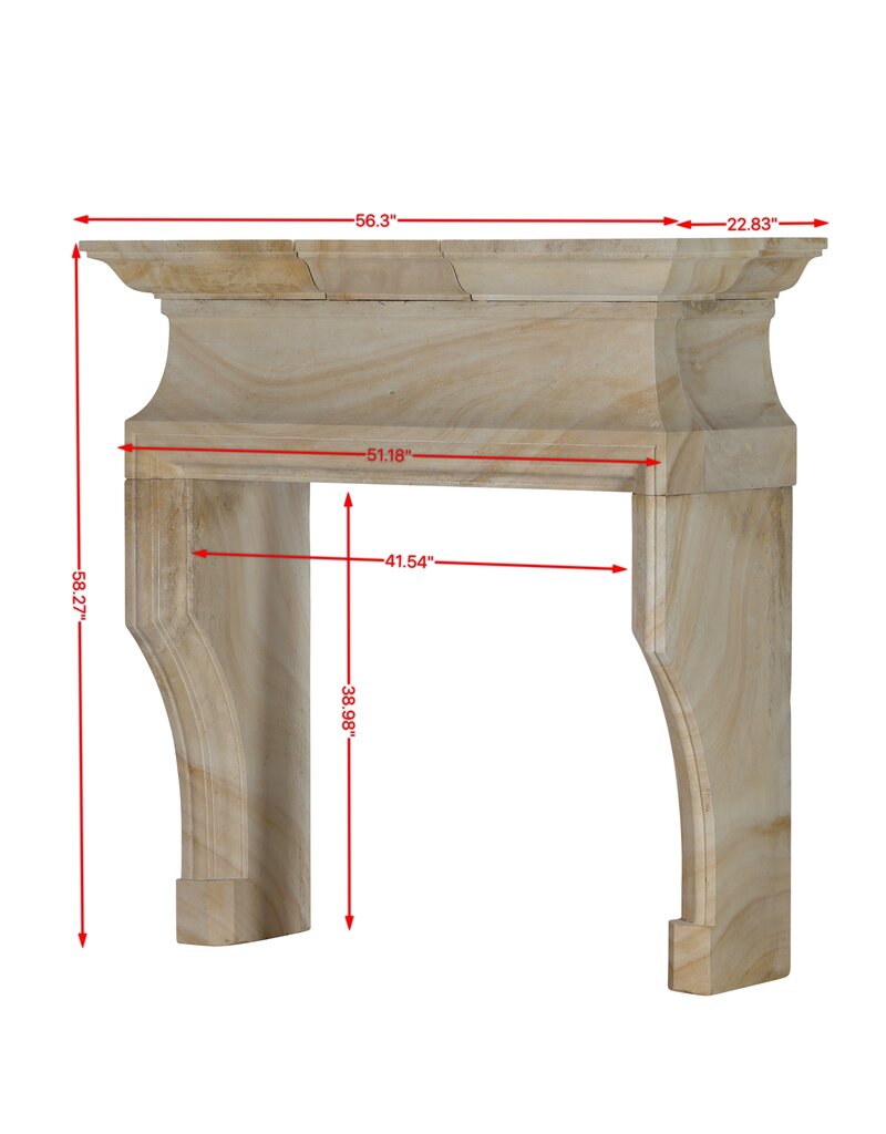 Maison Leon Van den Bogaert Antique Fireplaces & Vintage Architectural Elements Classic French Louis XIV Limestone Fireplace Mantel (20th Century) – Sculptural Minimal Design for Luxury Living | Authentic Chimney Piece