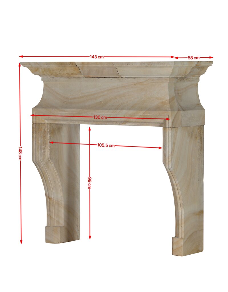 Maison Leon Van den Bogaert Antique Fireplaces & Vintage Architectural Elements Classic French Louis XIV Limestone Fireplace Mantel (20th Century) – Sculptural Minimal Design for Luxury Living | Authentic Chimney Piece