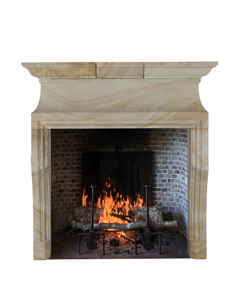 Maison Leon Van den Bogaert Antique Fireplaces & Vintage Architectural Elements Classic French Louis XIV Limestone Fireplace Mantel (20th Century) – Sculptural Minimal Design for Luxury Living | Authentic Chimney Piece