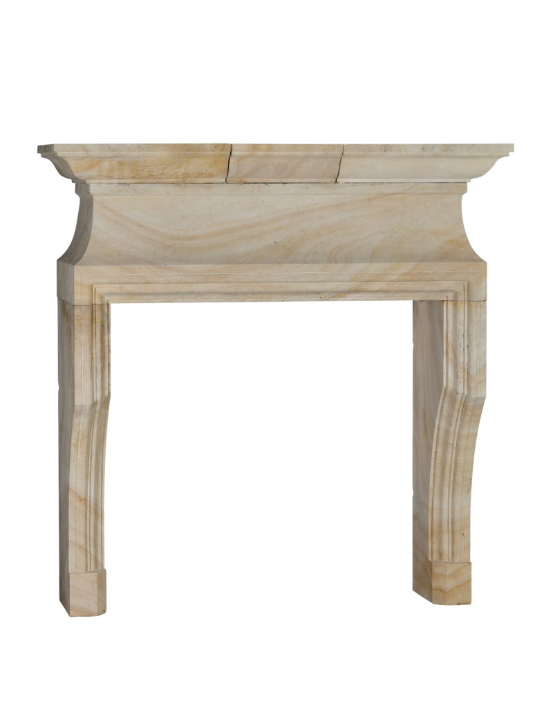 Maison Leon Van den Bogaert Antique Fireplaces & Vintage Architectural Elements Classic French Louis XIV Limestone Fireplace Mantel (20th Century) – Sculptural Minimal Design for Luxury Living | Authentic Chimney Piece