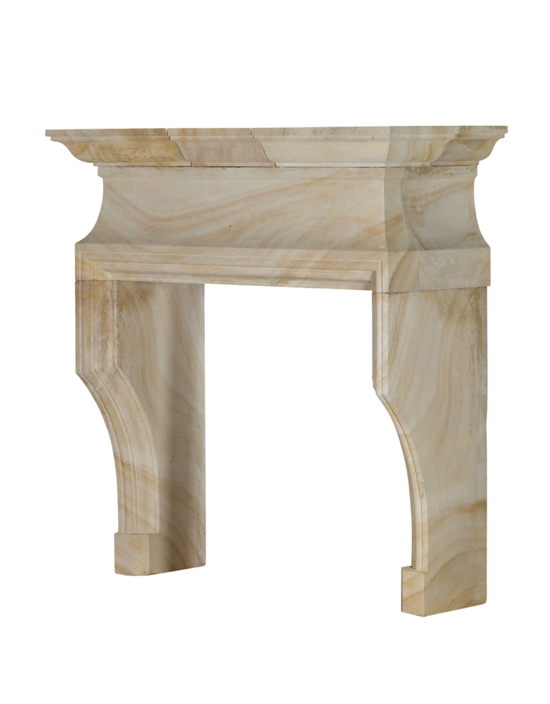 Maison Leon Van den Bogaert Antique Fireplaces & Vintage Architectural Elements Classic French Louis XIV Limestone Fireplace Mantel (20th Century) – Sculptural Minimal Design for Luxury Living | Authentic Chimney Piece