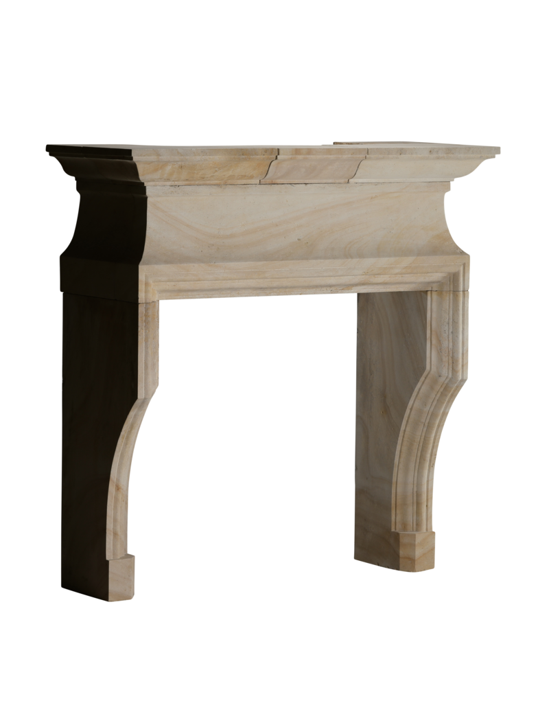 Maison Leon Van den Bogaert Antique Fireplaces & Vintage Architectural Elements Classic French Louis XIV Limestone Fireplace Mantel (20th Century) – Sculptural Minimal Design for Luxury Living | Authentic Chimney Piece