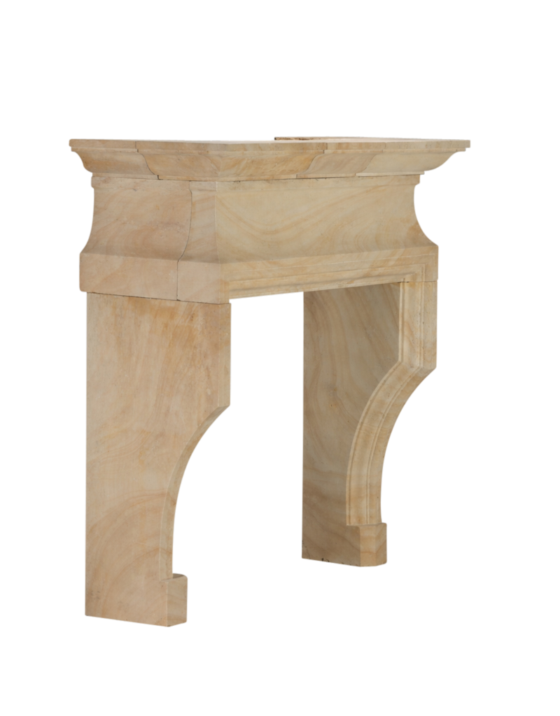 Maison Leon Van den Bogaert Antique Fireplaces & Vintage Architectural Elements Classic French Louis XIV Limestone Fireplace Mantel (20th Century) – Sculptural Minimal Design for Luxury Living | Authentic Chimney Piece