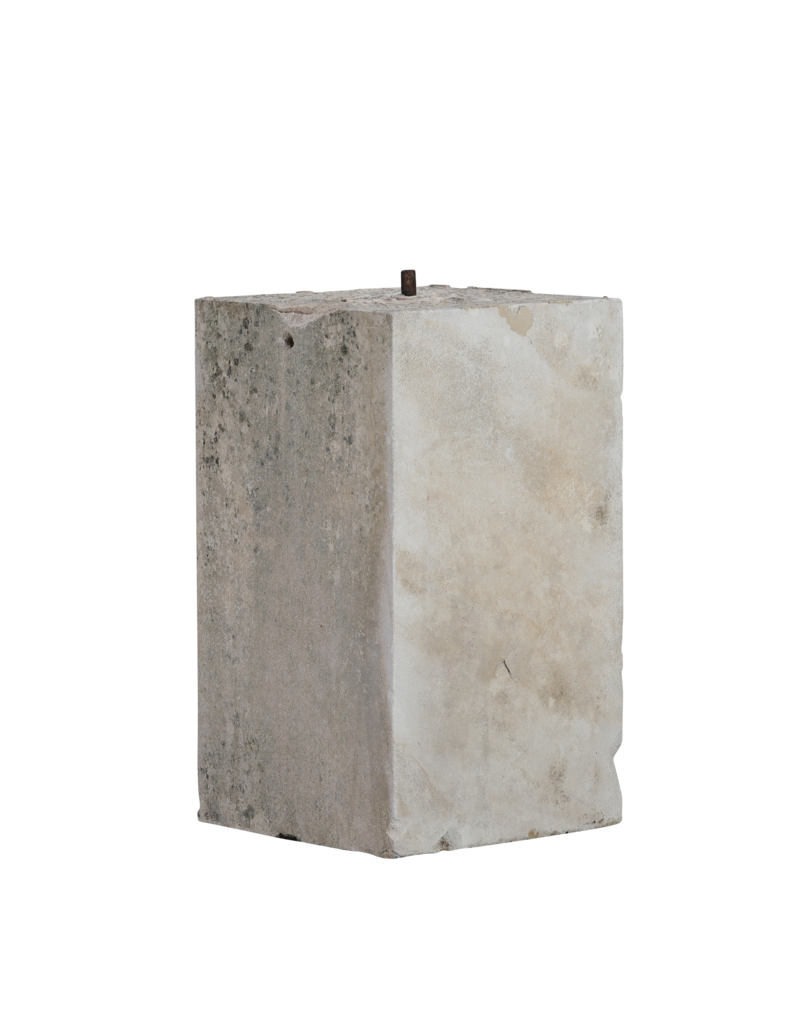 Maison Leon Van den Bogaert Authentic 19th Century French Limestone Kubus Pedestal – Sculptural Architectural Block for Interior & Garden Display