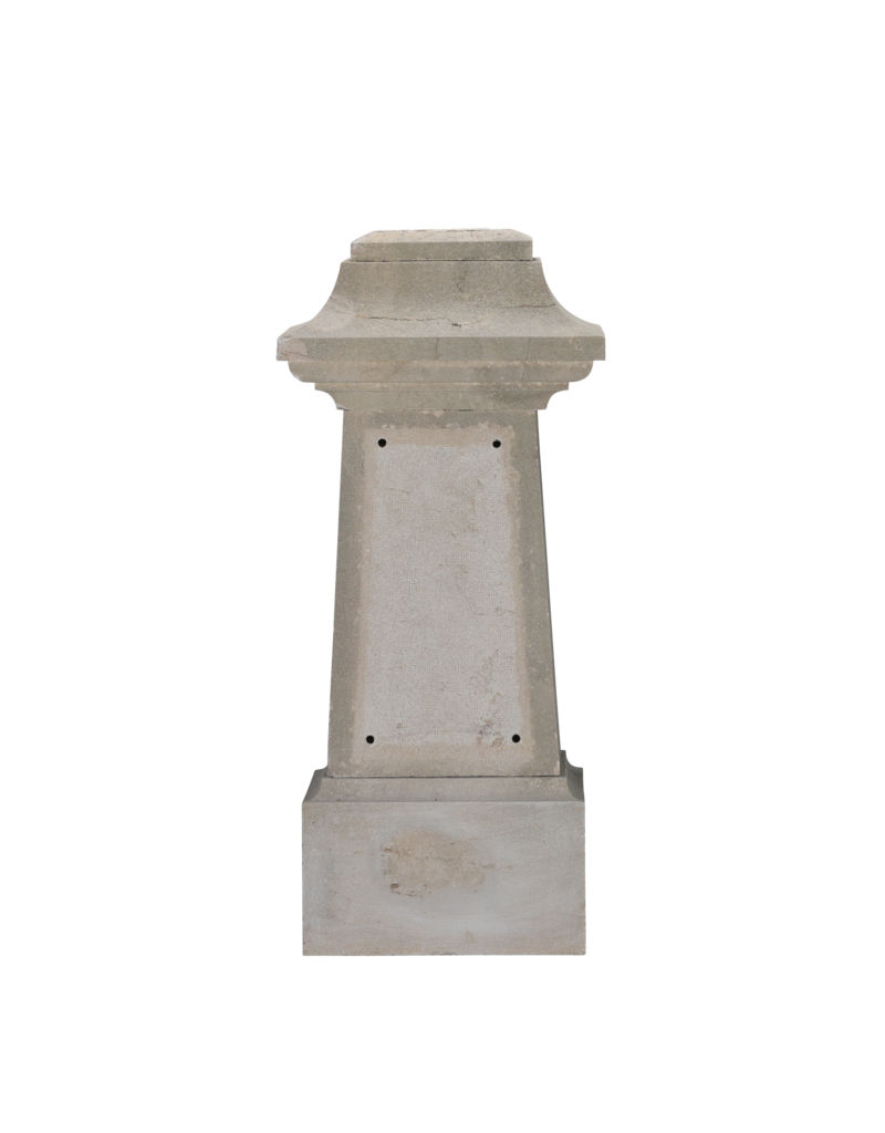 Maison Leon Van den Bogaert Authentic 19th Century French Limestone Pedestal – Sculptural Pedestal with Obelisk-Shaped Centre for Art, Garden & Timeless Interiors