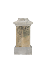 Maison Leon Van den Bogaert French Stone Pedestal with Cubic Center-piece and Octagonal Top Plate – Timeless Sculptural Display Plinth